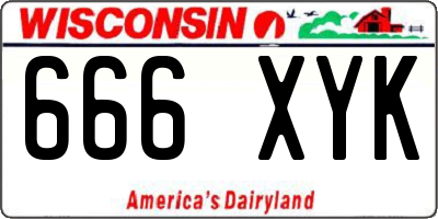 WI license plate 666XYK