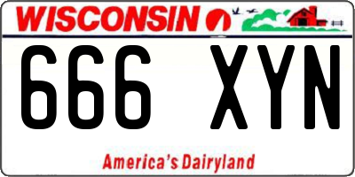 WI license plate 666XYN