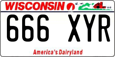 WI license plate 666XYR