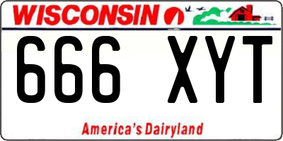 WI license plate 666XYT