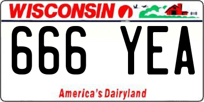 WI license plate 666YEA