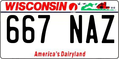 WI license plate 667NAZ