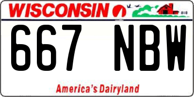 WI license plate 667NBW
