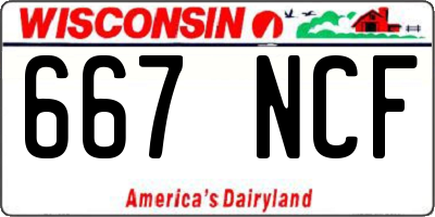 WI license plate 667NCF