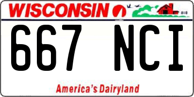 WI license plate 667NCI