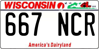 WI license plate 667NCR