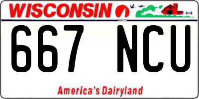WI license plate 667NCU