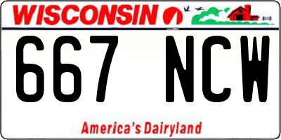 WI license plate 667NCW