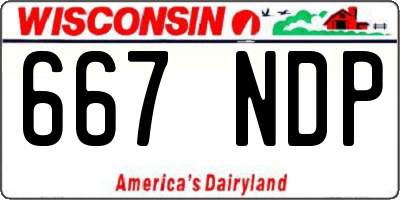 WI license plate 667NDP