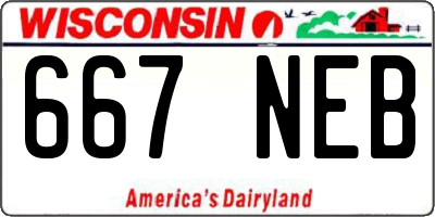 WI license plate 667NEB