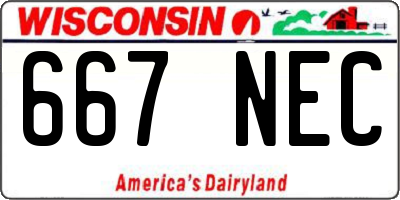WI license plate 667NEC