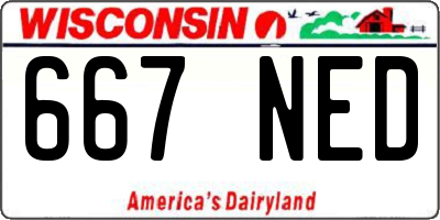 WI license plate 667NED