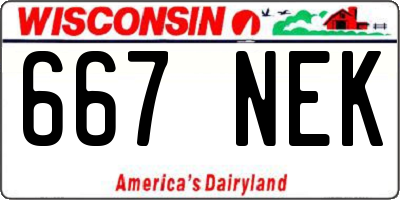 WI license plate 667NEK