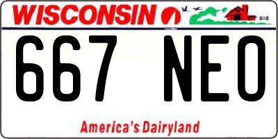 WI license plate 667NEO