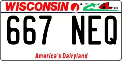 WI license plate 667NEQ