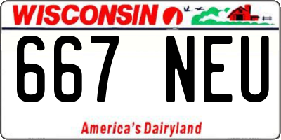 WI license plate 667NEU