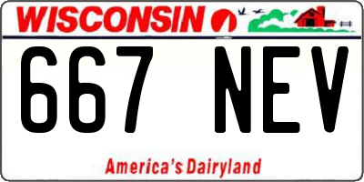 WI license plate 667NEV