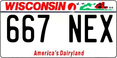 WI license plate 667NEX