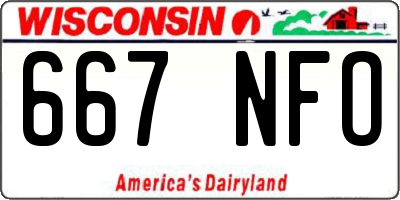 WI license plate 667NFO