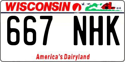WI license plate 667NHK