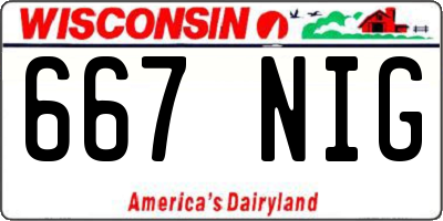 WI license plate 667NIG