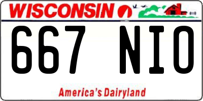 WI license plate 667NIO