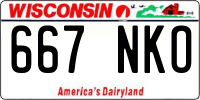 WI license plate 667NKO
