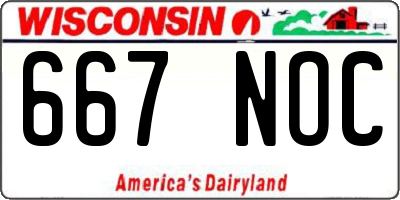 WI license plate 667NOC