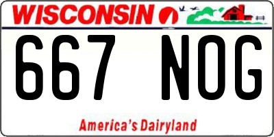 WI license plate 667NOG
