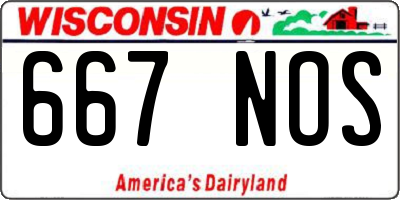 WI license plate 667NOS