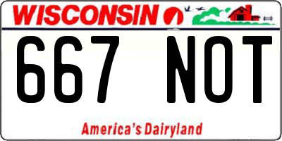 WI license plate 667NOT