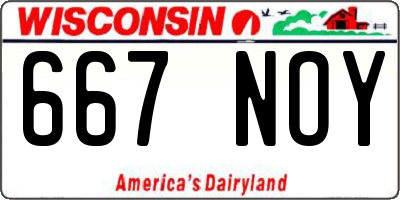 WI license plate 667NOY