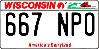 WI license plate 667NPO