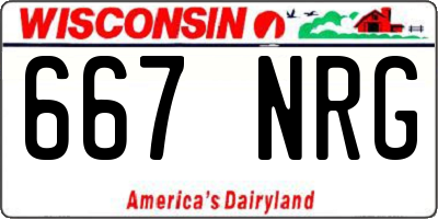 WI license plate 667NRG