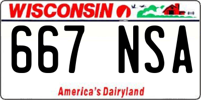 WI license plate 667NSA