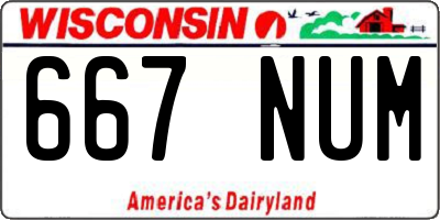 WI license plate 667NUM