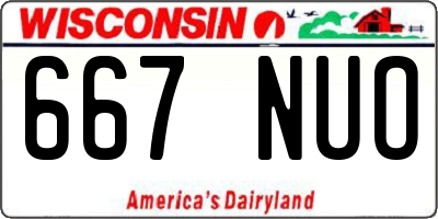WI license plate 667NUO