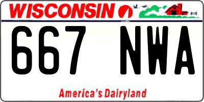 WI license plate 667NWA