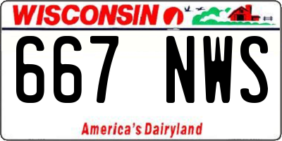 WI license plate 667NWS