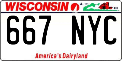 WI license plate 667NYC