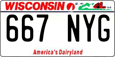 WI license plate 667NYG