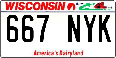 WI license plate 667NYK