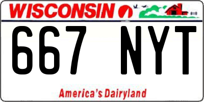 WI license plate 667NYT