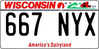 WI license plate 667NYX