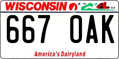 WI license plate 667OAK