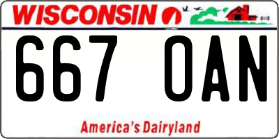 WI license plate 667OAN