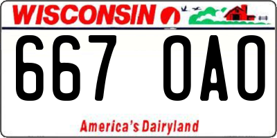 WI license plate 667OAO