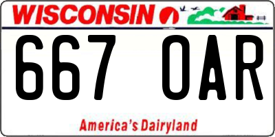 WI license plate 667OAR
