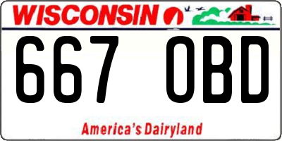 WI license plate 667OBD