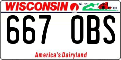 WI license plate 667OBS